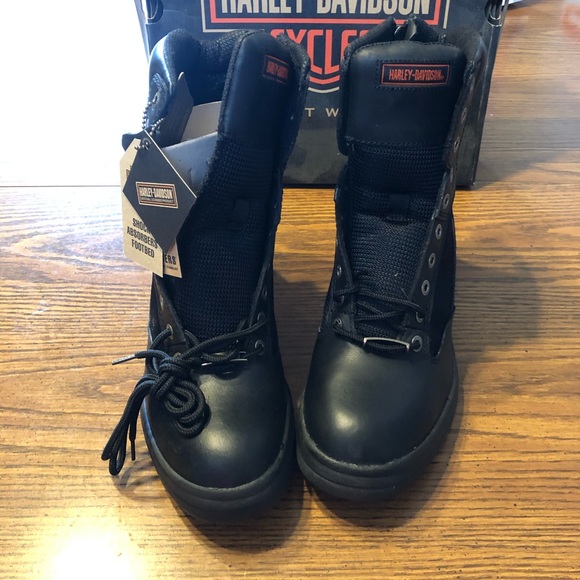 Black Leather Harley Davidson 8’’ Lace Up Boot NWT - Picture 3 of 9